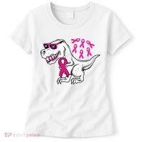 Dinosaur Pink Ribbon Breast Cancer Awareness Month Warrior Women's T-Shirt thumb 0