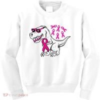 Dinosaur Pink Ribbon Breast Cancer Awareness Month Warrior Kids Sweatshirt thumb 0