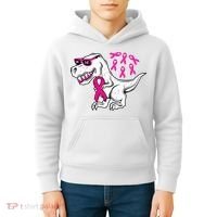 Dinosaur Pink Ribbon Breast Cancer Awareness Month Warrior Kids Hoodie thumb 4