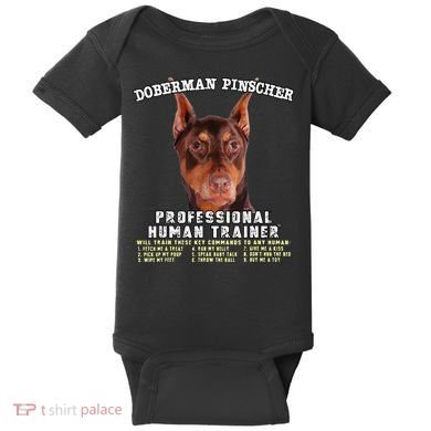 Doberman Pinscher Red Professional Human Trainer Cute Dog Baby Bodysuit