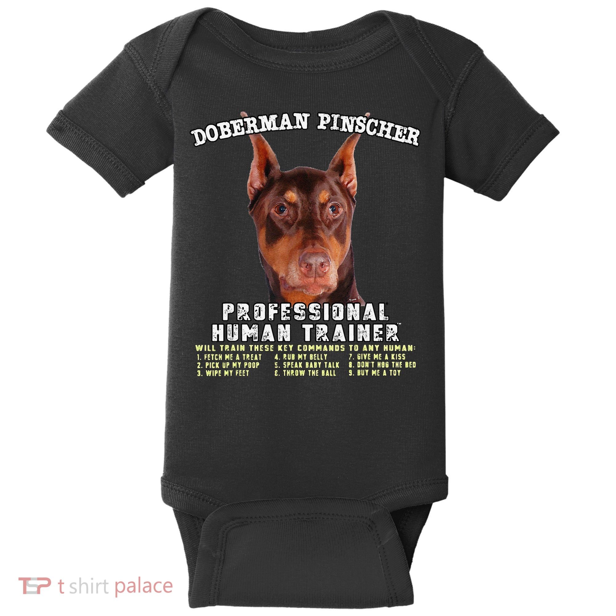 Doberman Pinscher Red Professional Human Trainer Cute Dog Baby Bodysuit