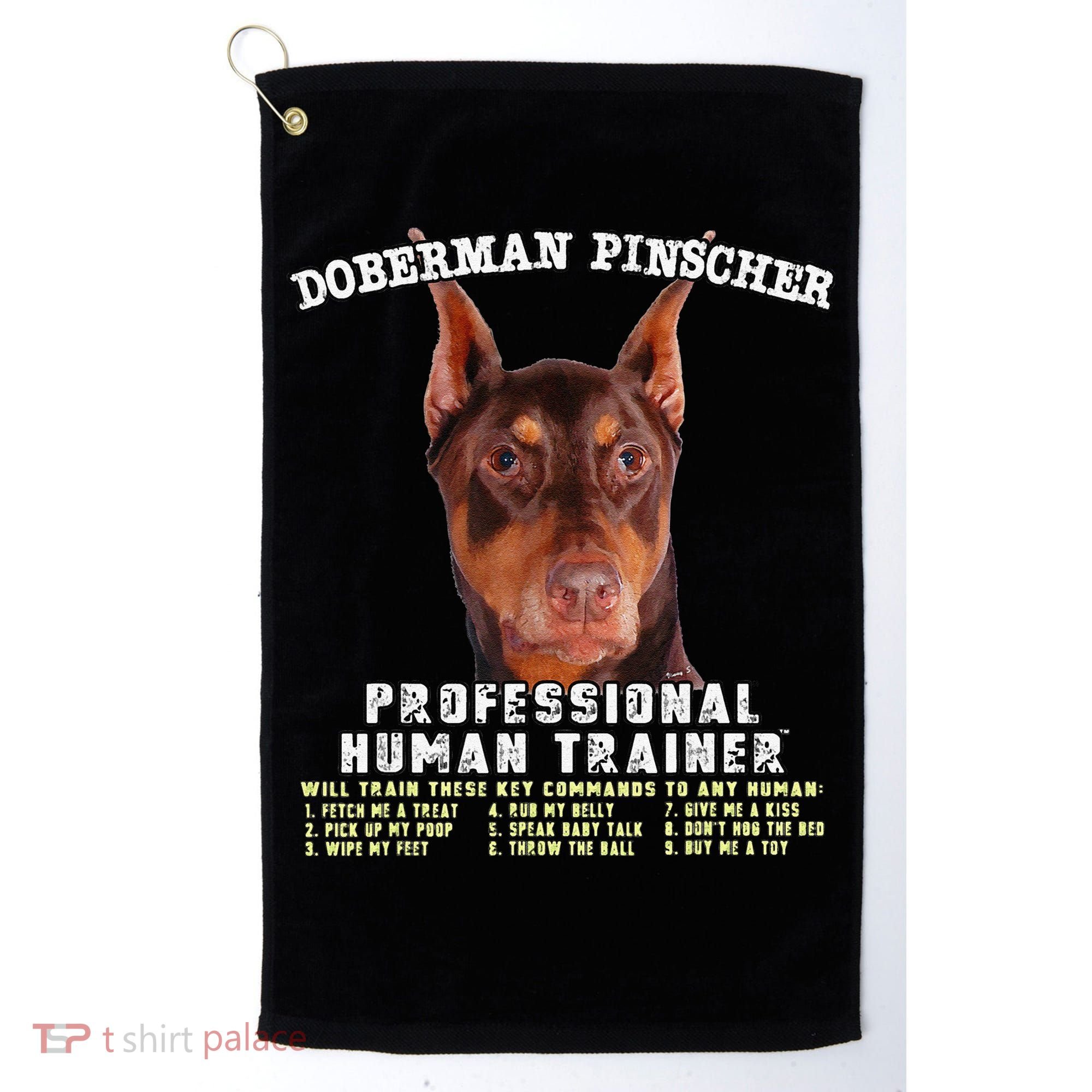 Doberman Pinscher Red Professional Human Trainer Cute Dog Golf Towel