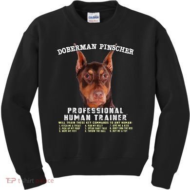 Doberman Pinscher Red Professional Human Trainer Cute Dog Kids Sweatshirt