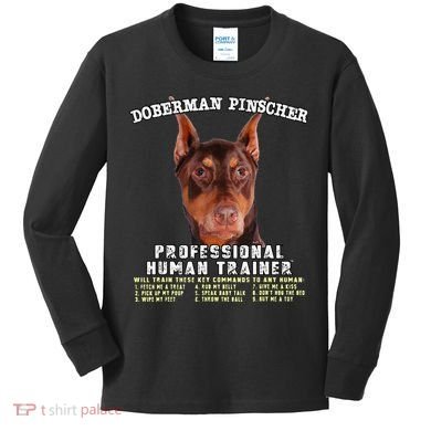 Doberman Pinscher Red Professional Human Trainer Cute Dog Kids Long Sleeve Shirt