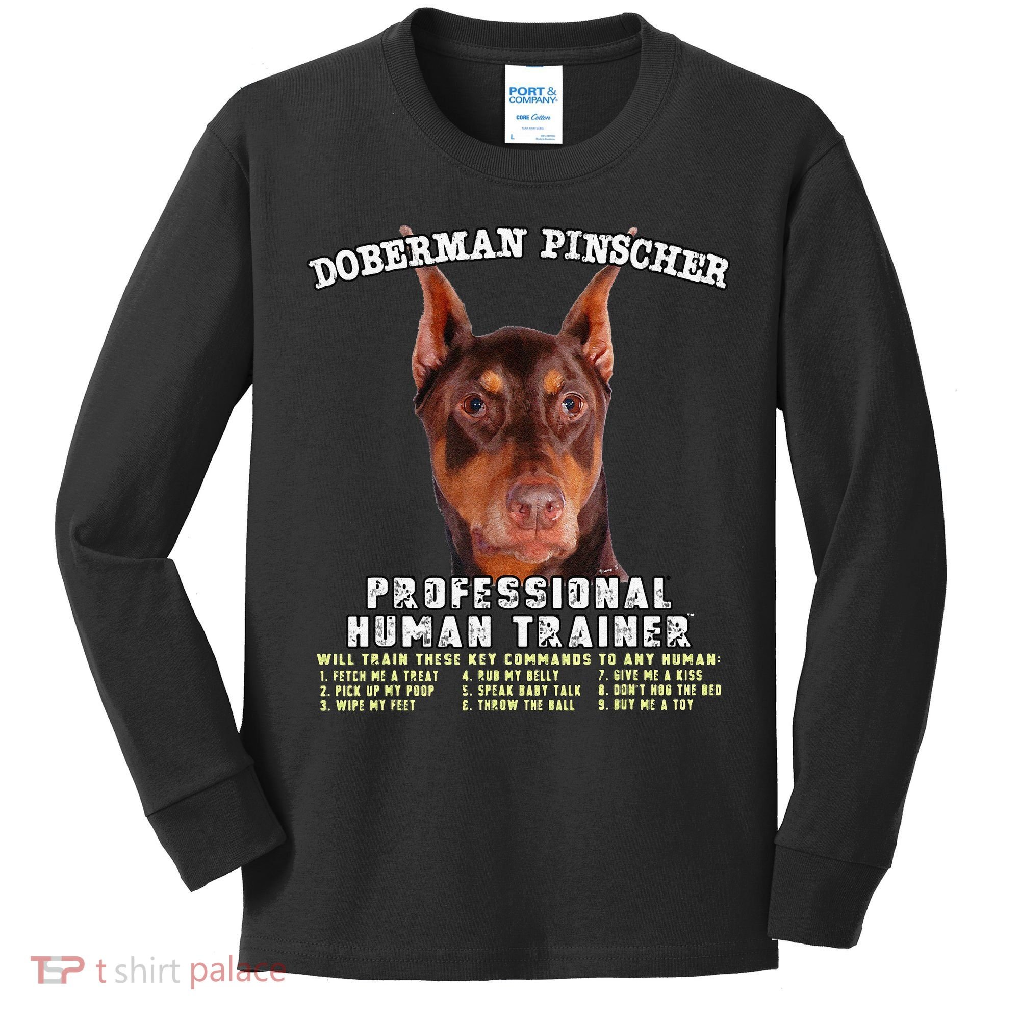 Doberman Pinscher Red Professional Human Trainer Cute Dog Kids Long Sleeve Shirt