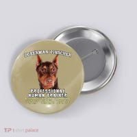 Doberman Pinscher Red Professional Human Trainer Cute Dog Button thumb 0