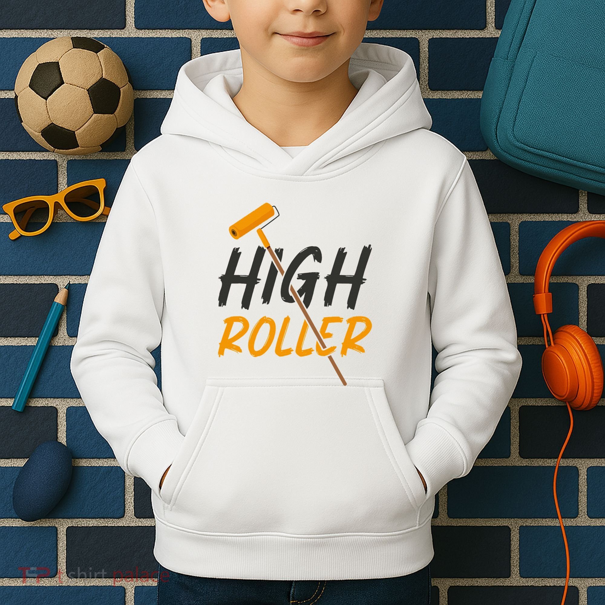 Decorator Paint Roller High Roller Funny House Painter Kids Hoodie