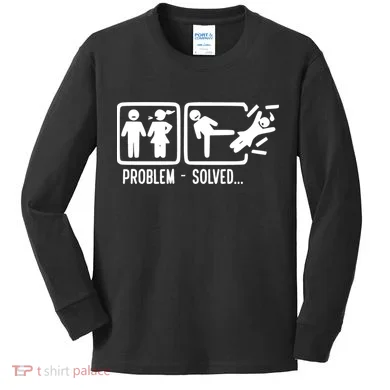 Divorce Problem Solved Funny Break Up Kids Long Sleeve Shirt