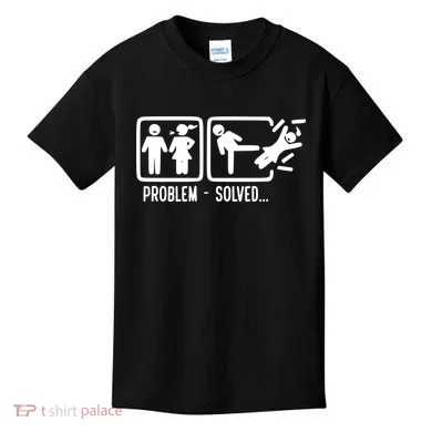 Divorce Problem Solved Funny Break Up Kids T-Shirt