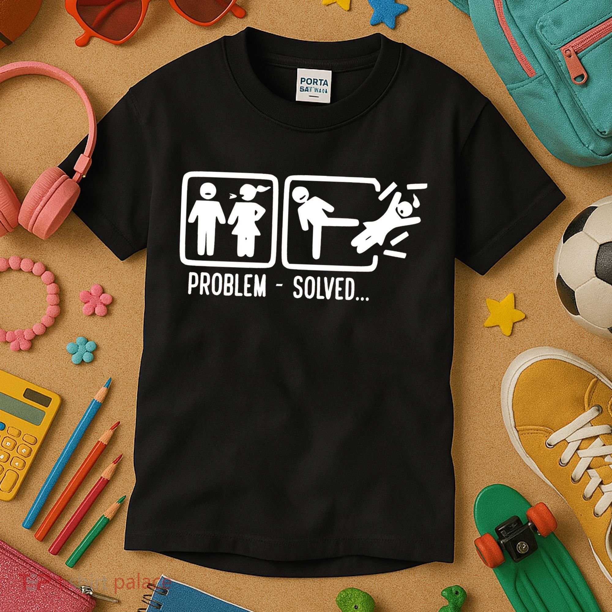 Divorce Problem Solved Funny Break Up Kids T-Shirt