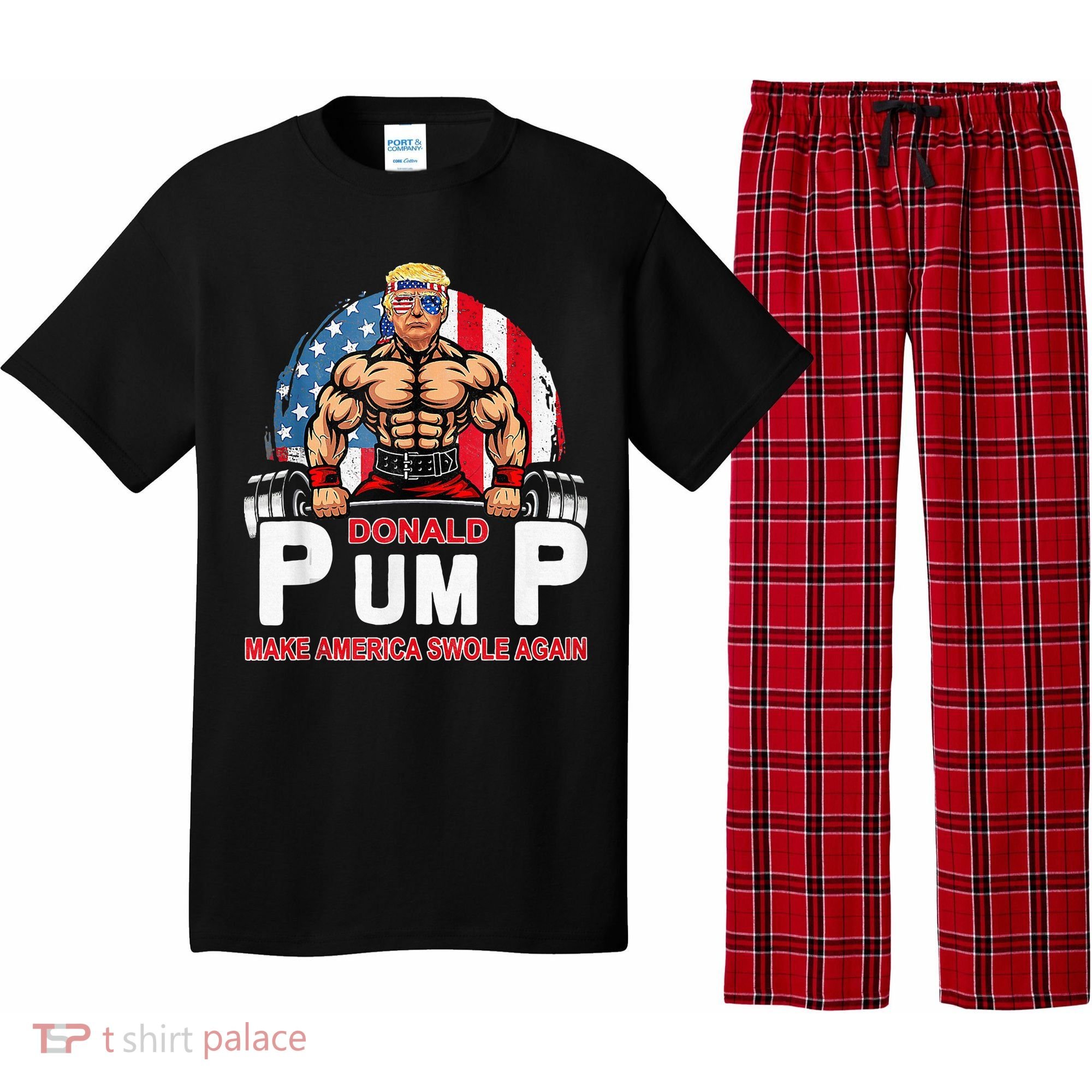 Donald Pump Swole America Again Gym Fitness Pajama Set