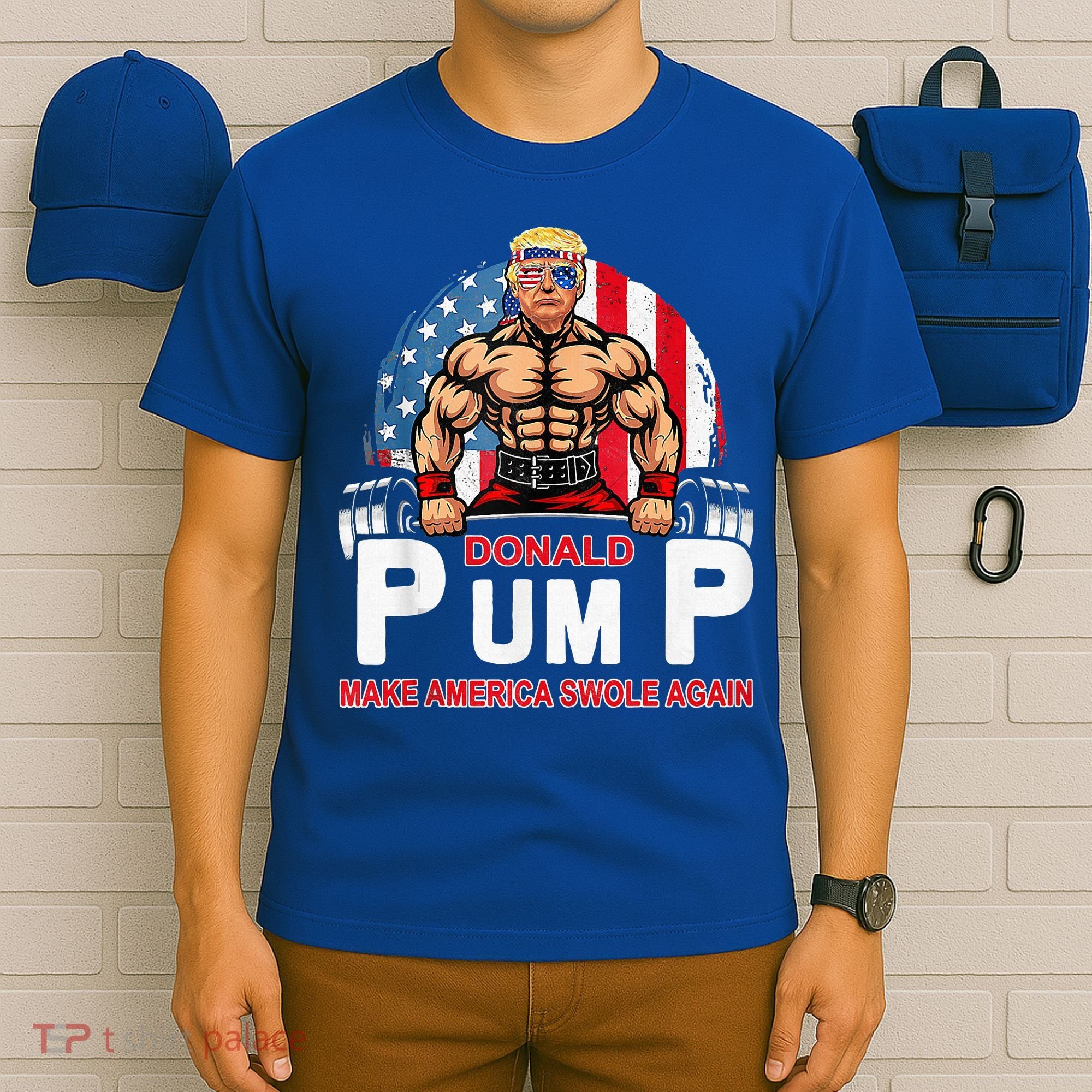 Donald Pump Swole America Again Gym Fitness T-Shirt