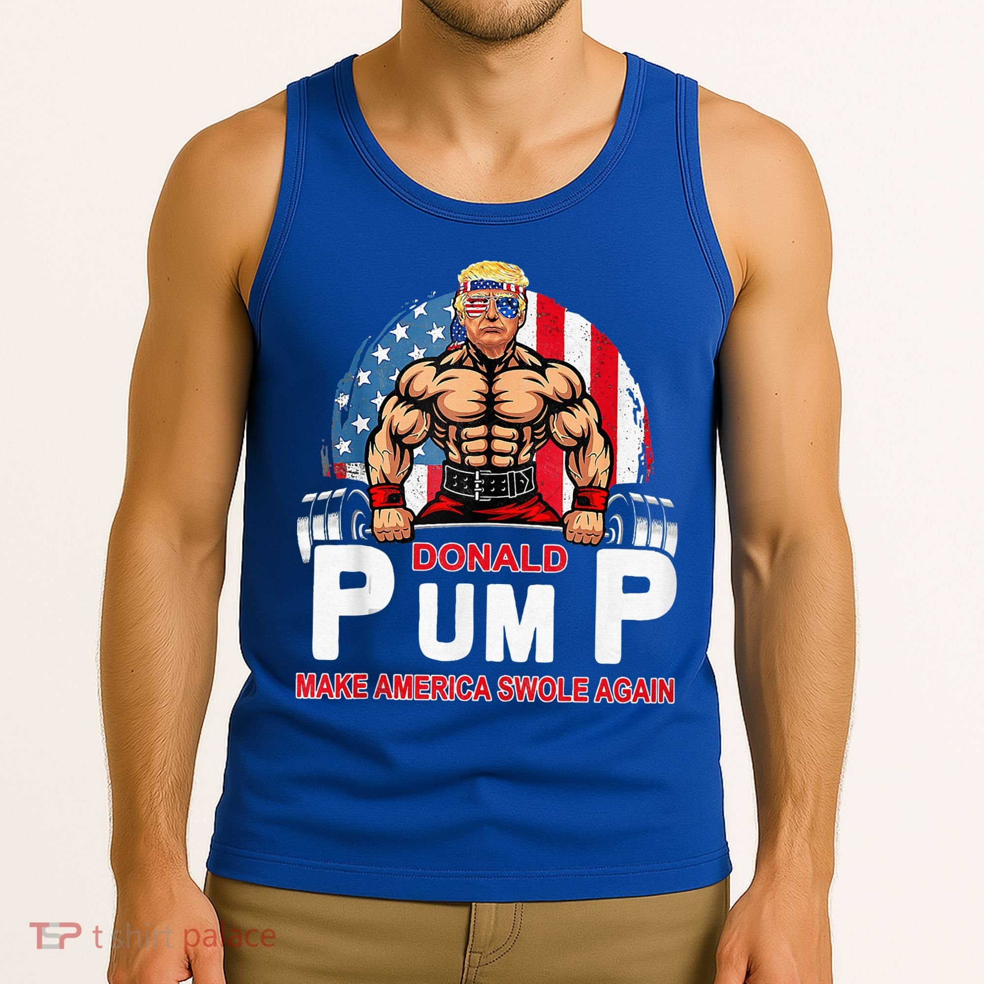 Donald Pump Swole America Again Gym Fitness Tank Top