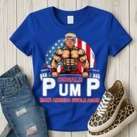 Donald Pump Swole America Again Gym Fitness Women's T-Shirt thumb 3