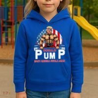 Donald Pump Swole America Again Gym Fitness Kids Hoodie thumb 3