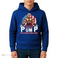 Donald Pump Swole America Again Gym Fitness Kids Hoodie thumb 4