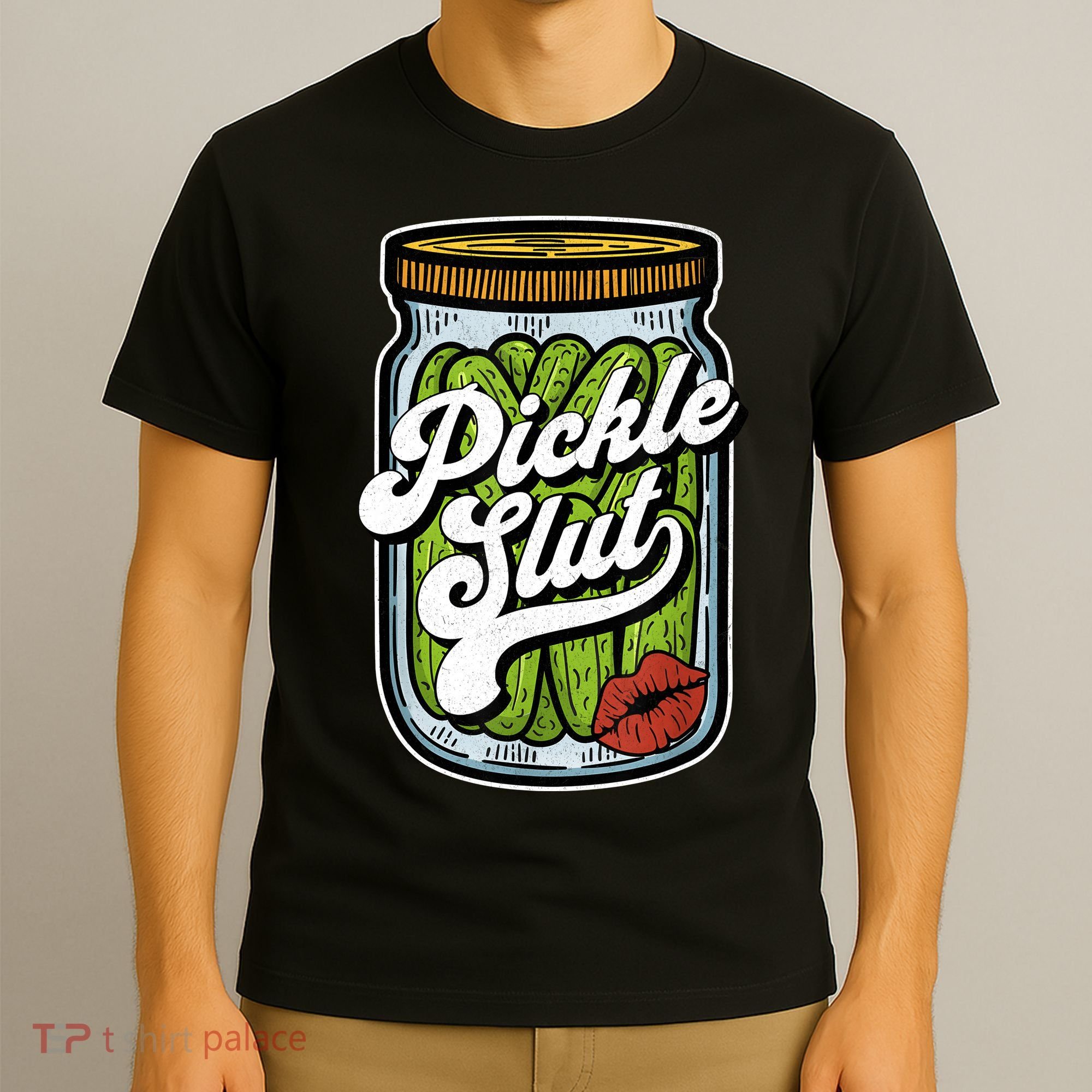 Dill Pickle Slut Funny Rude Humor Pickle Lover Jar Retro T-Shirt