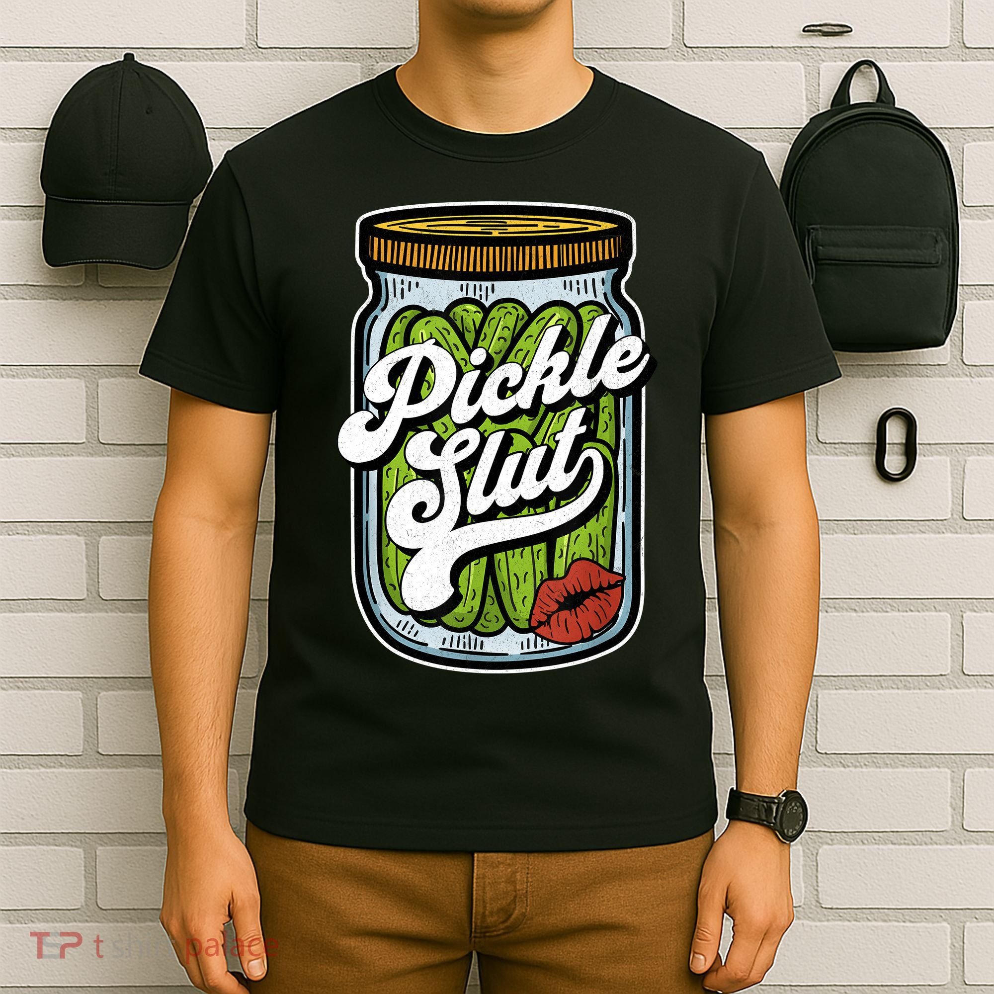 Dill Pickle Slut Funny Rude Humor Pickle Lover Jar Retro T-Shirt