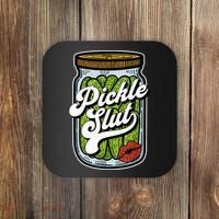 Dill Pickle Slut Funny Rude Humor Pickle Lover Jar Retro Coaster thumb 0