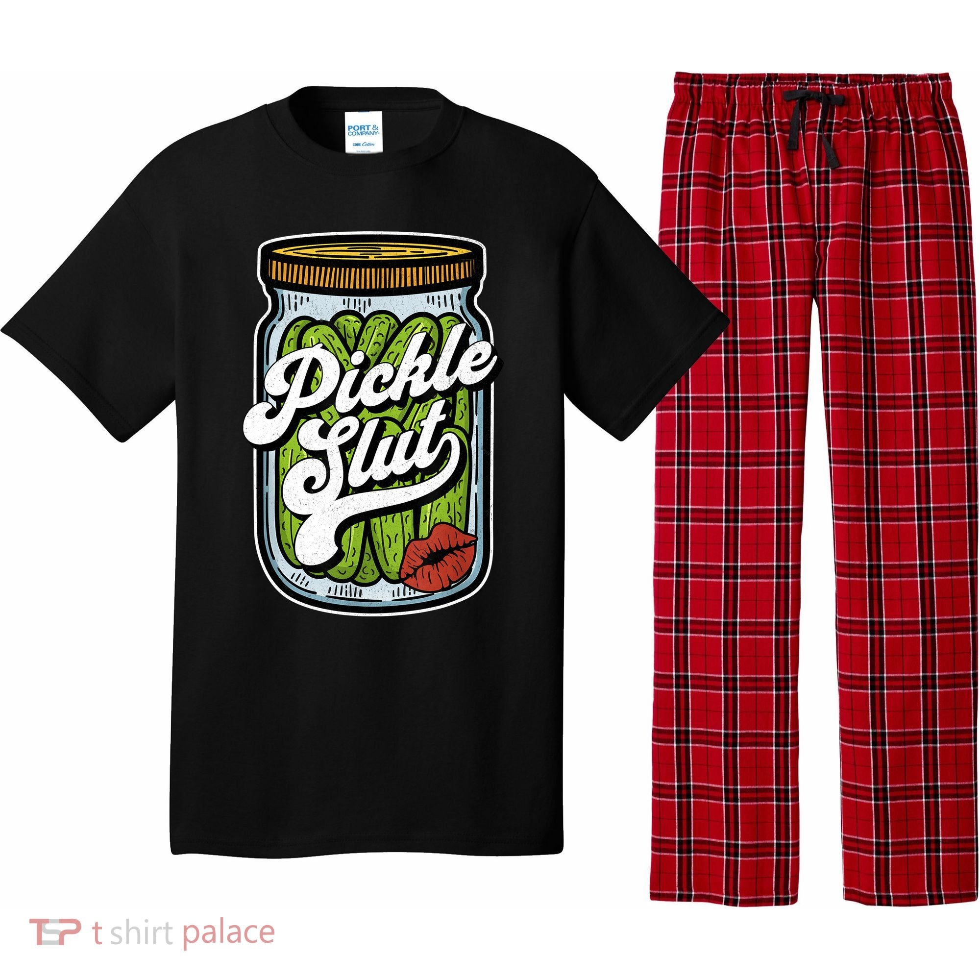 Dill Pickle Slut Funny Rude Humor Pickle Lover Jar Retro Pajama Set