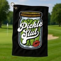 Dill Pickle Slut Funny Rude Humor Pickle Lover Jar Retro Golf Towel thumb 2