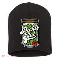Dill Pickle Slut Funny Rude Humor Pickle Lover Jar Retro Short Acrylic Beanie thumb 0