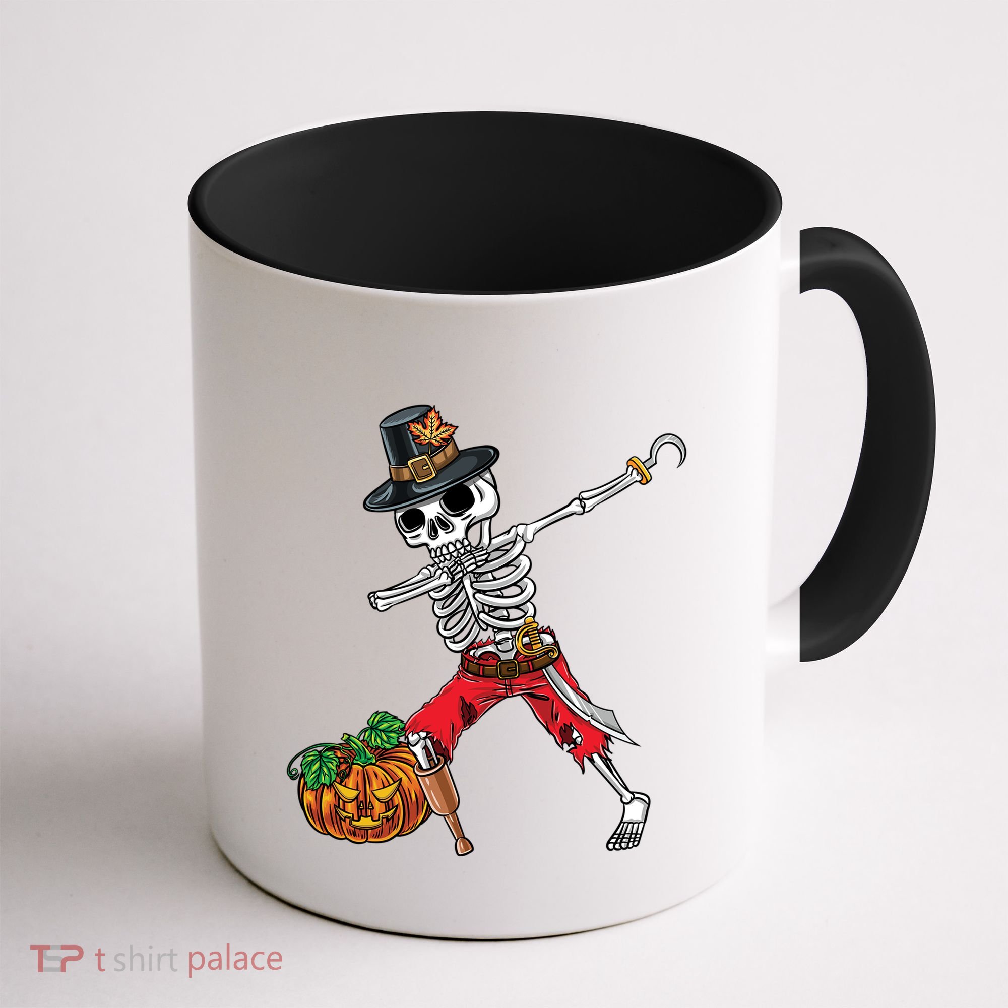 Dabbing Pilgrim Skeleton Pirate Thanksgiving Funny Gift Coffee Mug