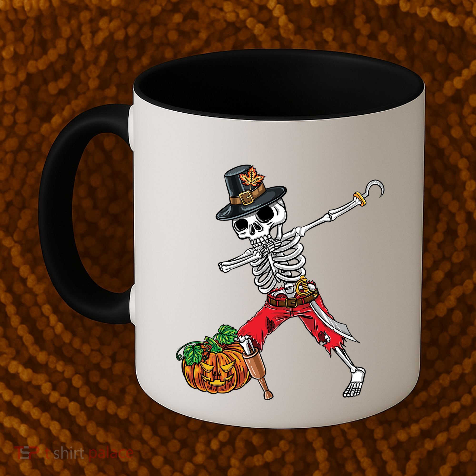Dabbing Pilgrim Skeleton Pirate Thanksgiving Funny Gift Coffee Mug