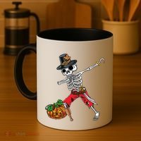 Dabbing Pilgrim Skeleton Pirate Thanksgiving Funny Gift Coffee Mug thumb 4