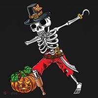 Dabbing Pilgrim Skeleton Pirate Thanksgiving Funny Gift Pajama Set thumb 2