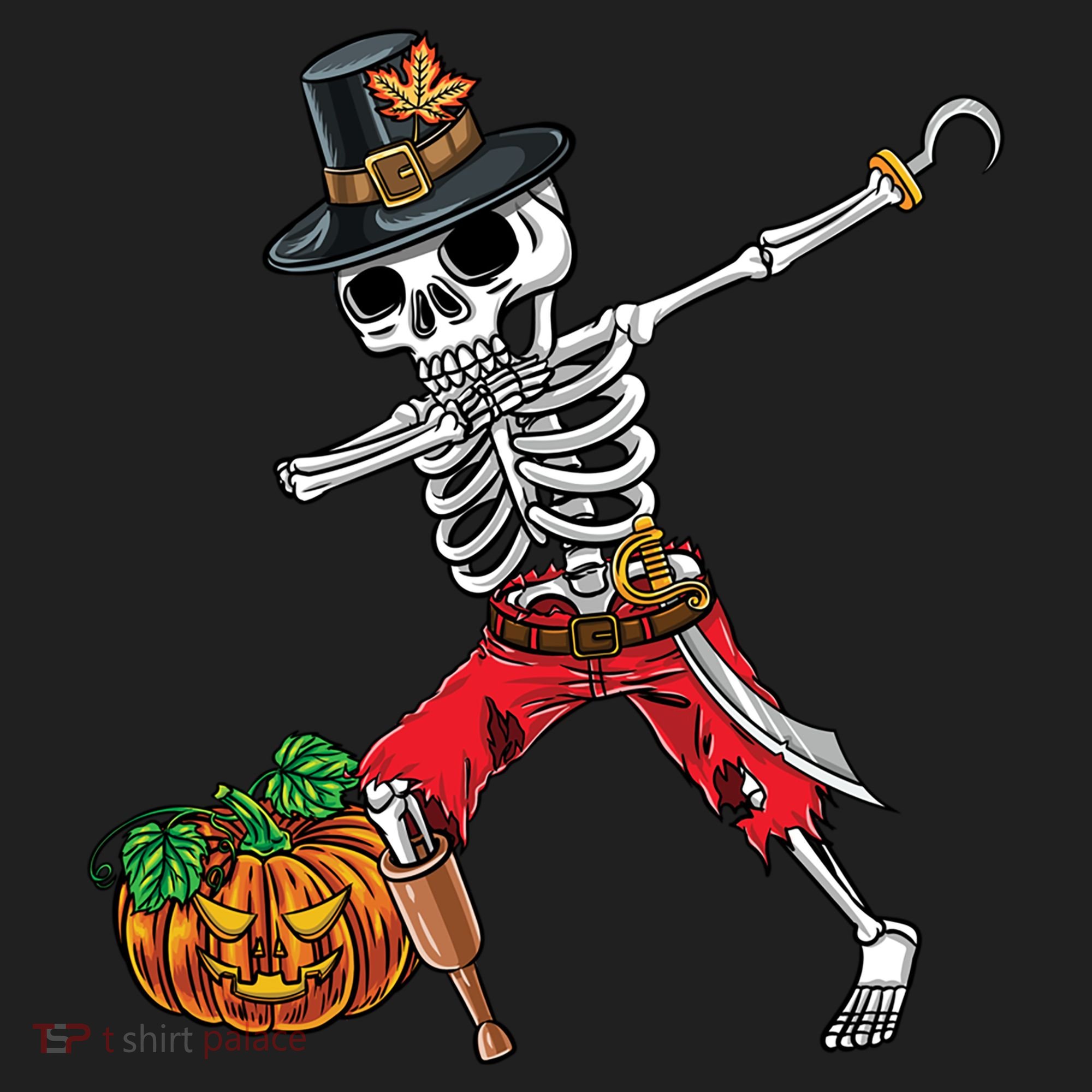 Dabbing Pilgrim Skeleton Pirate Thanksgiving Funny Gift Hat