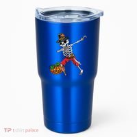 Dabbing Pilgrim Skeleton Pirate Thanksgiving Funny Gift Tumbler thumb 0