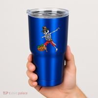 Dabbing Pilgrim Skeleton Pirate Thanksgiving Funny Gift Tumbler thumb 2