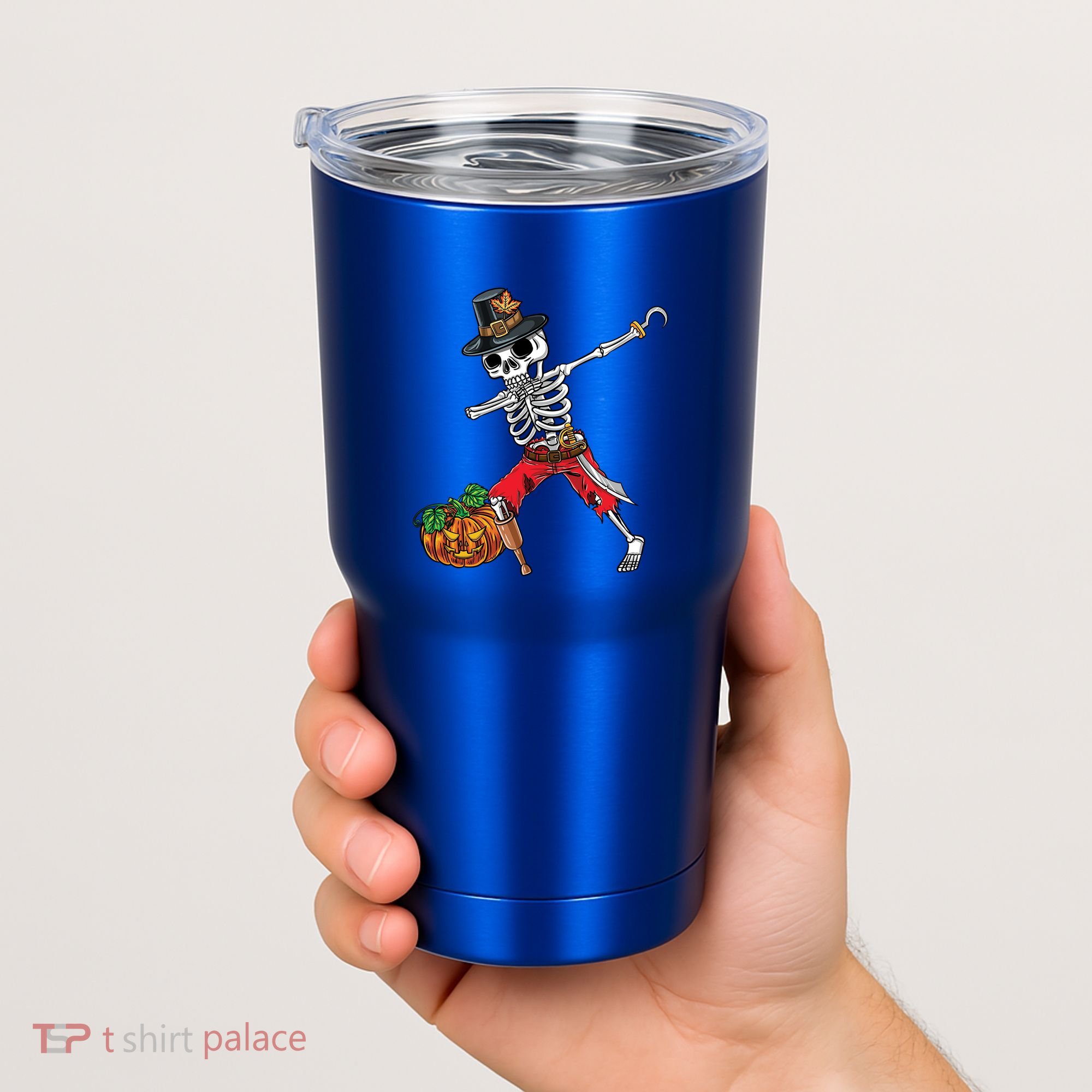 Dabbing Pilgrim Skeleton Pirate Thanksgiving Funny Gift Tumbler