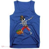 Dabbing Pilgrim Skeleton Pirate Thanksgiving Funny Gift Tank Top thumb 0