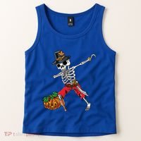 Dabbing Pilgrim Skeleton Pirate Thanksgiving Funny Gift Tank Top thumb 2