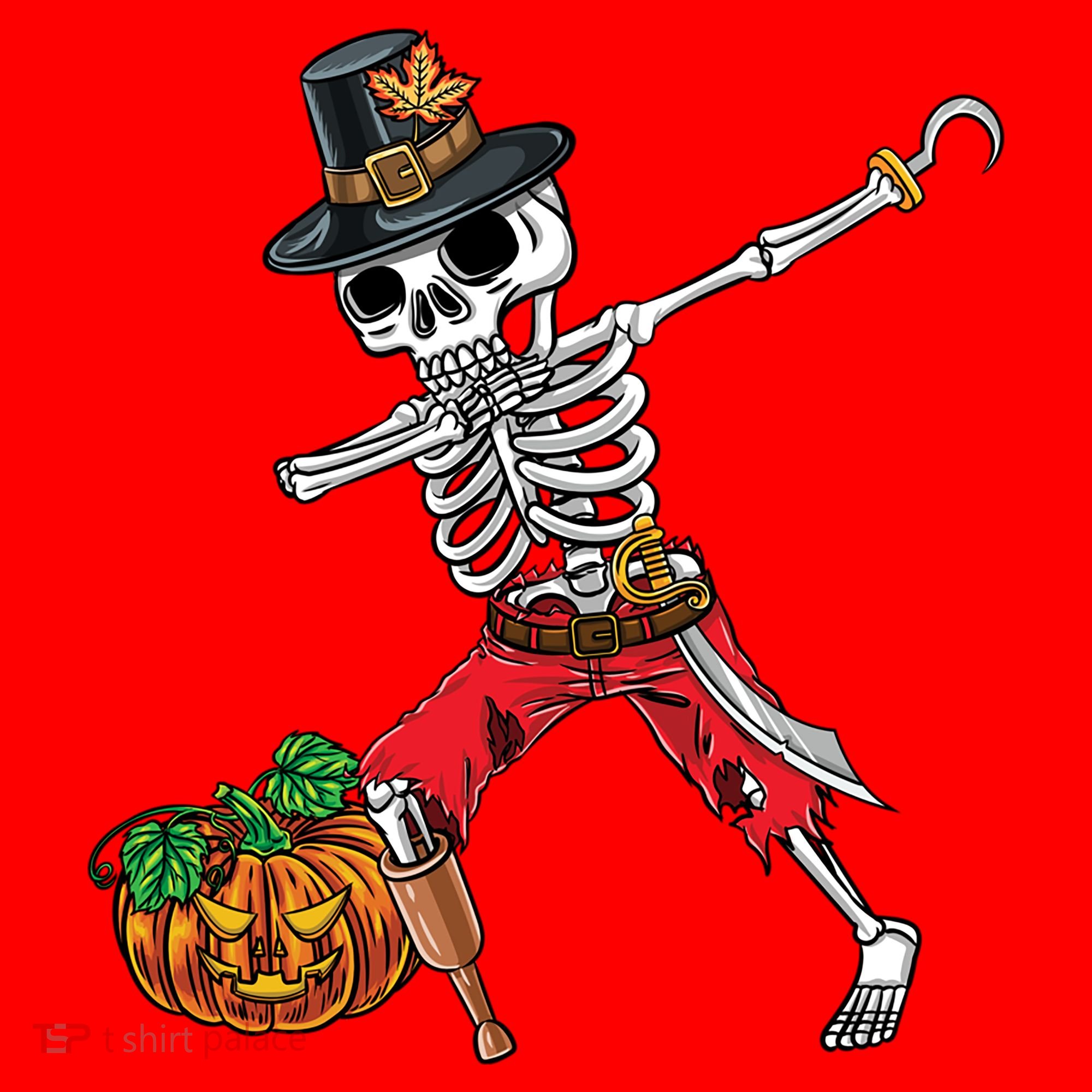 Dabbing Pilgrim Skeleton Pirate Thanksgiving Funny Gift Santa Hat