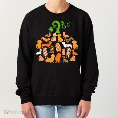 Dachshund Pumpkin Shape Plaid Leopard Dog Autumn Halloween Women's Sweatshirt