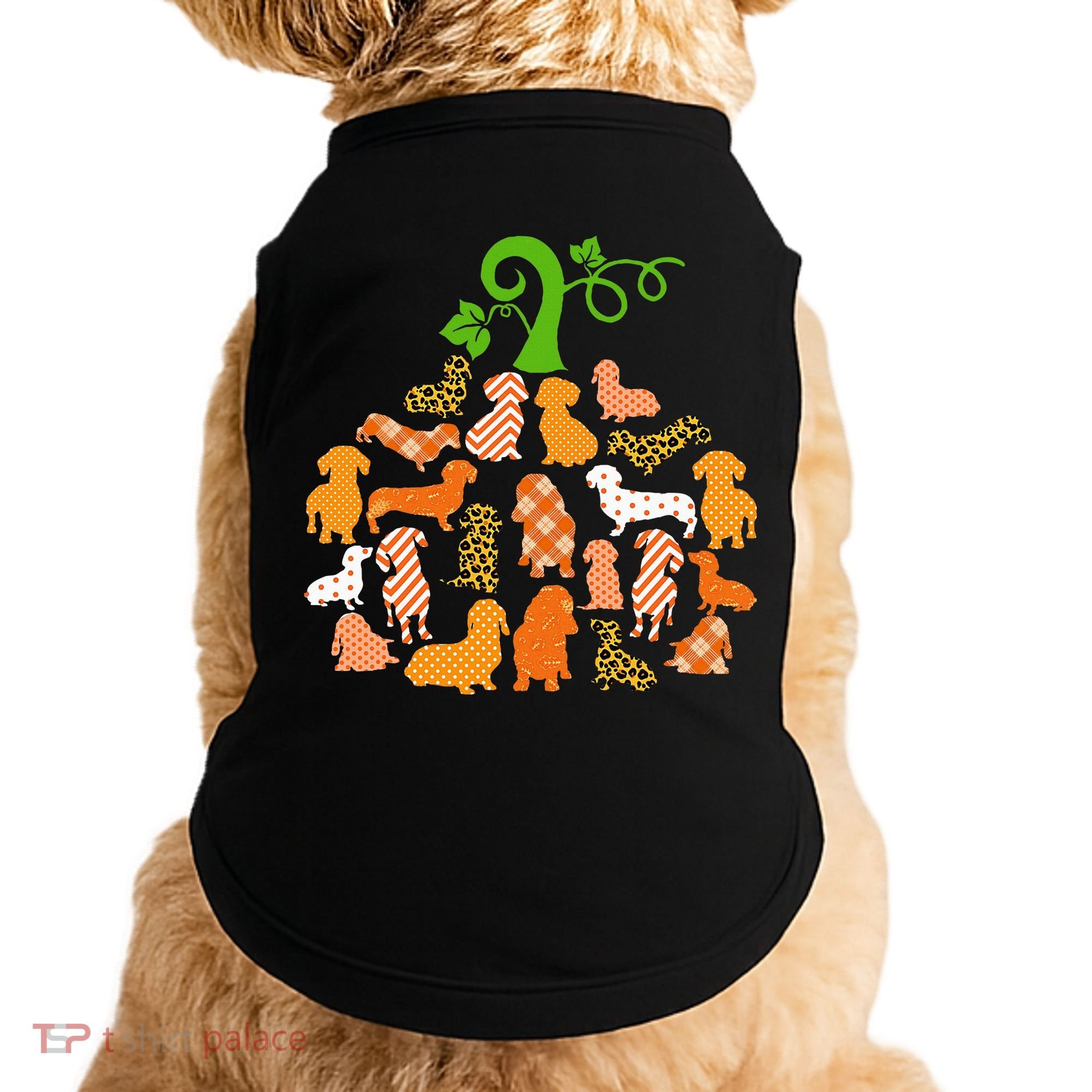 Dachshund Pumpkin Shape Plaid Leopard Dog Autumn Halloween Doggie Tank