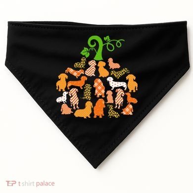 Dachshund Pumpkin Shape Plaid Leopard Dog Autumn Halloween USA-Made Doggie Bandana