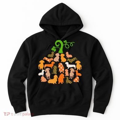 Dachshund Pumpkin Shape Plaid Leopard Dog Autumn Halloween Hoodie
