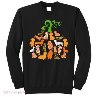 Dachshund Pumpkin Shape Plaid Leopard Dog Autumn Halloween Sweatshirt