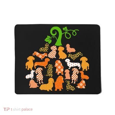 Dachshund Pumpkin Shape Plaid Leopard Dog Autumn Halloween Mousepad