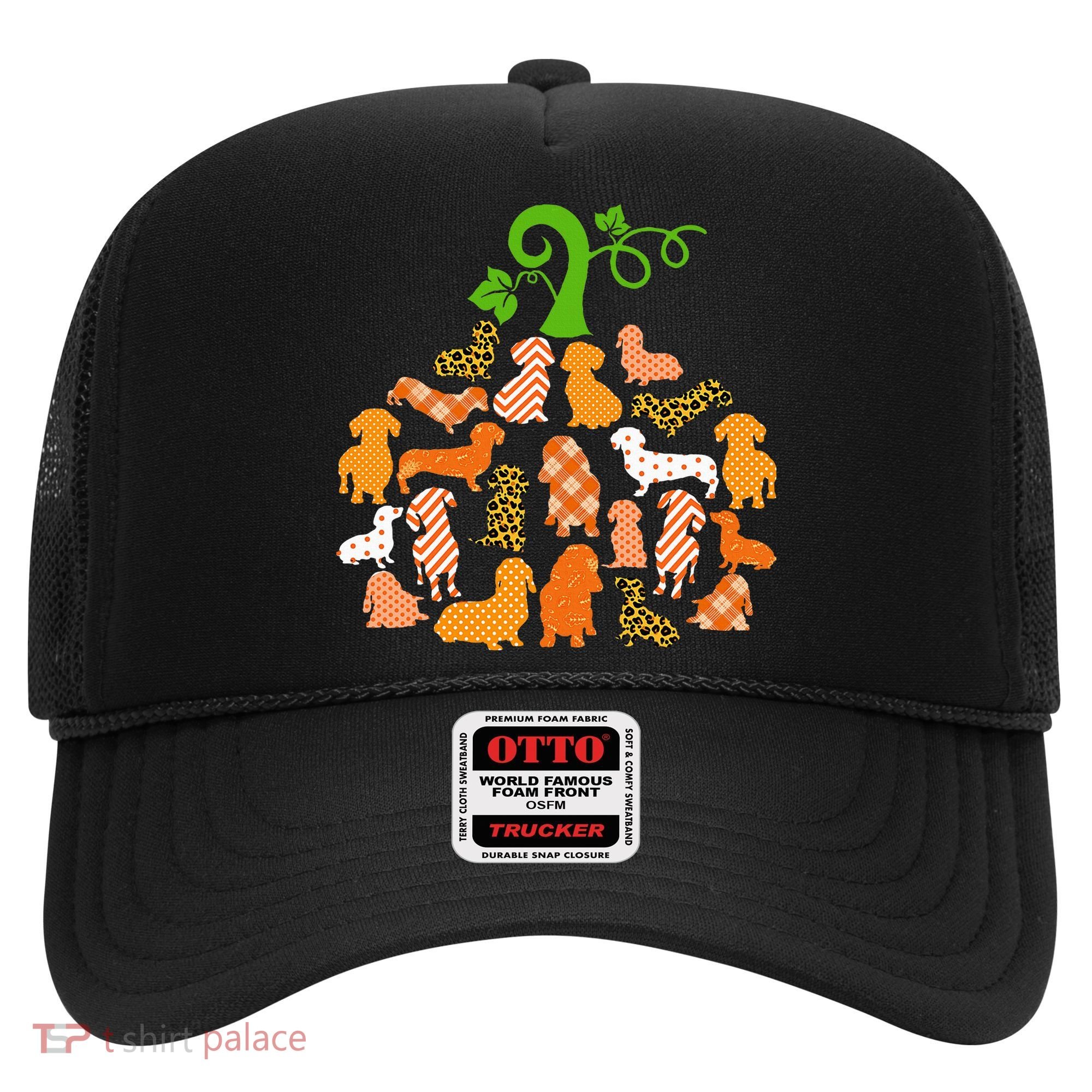 Dachshund Pumpkin Shape Plaid Leopard Dog Autumn Halloween Hat