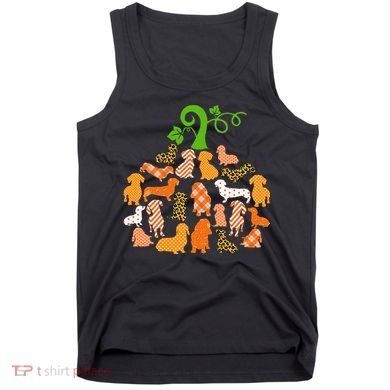 Dachshund Pumpkin Shape Plaid Leopard Dog Autumn Halloween Tank Top