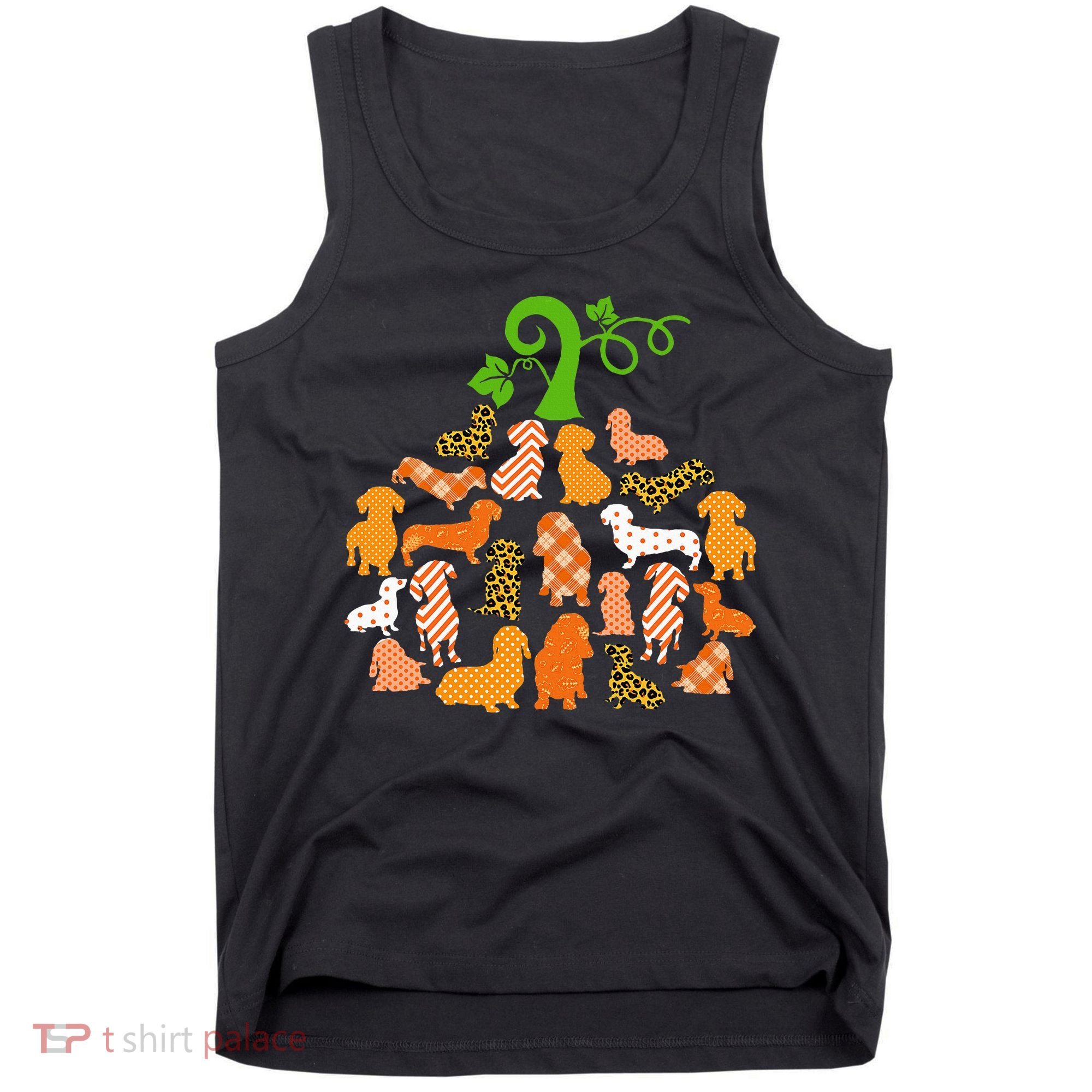 Dachshund Pumpkin Shape Plaid Leopard Dog Autumn Halloween Tank Top