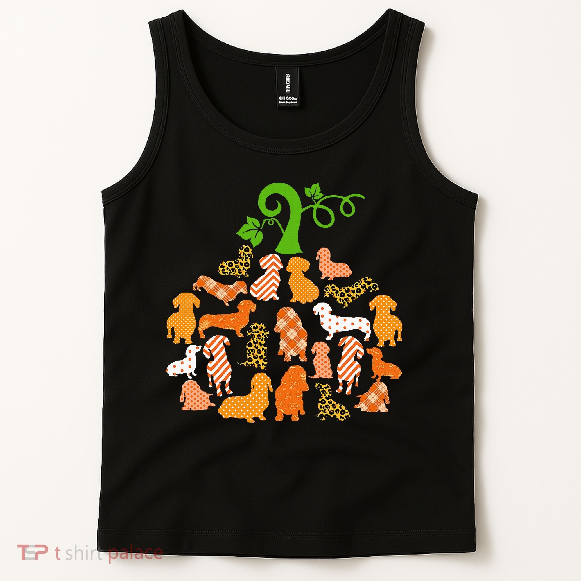 Dachshund Pumpkin Shape Plaid Leopard Dog Autumn Halloween Tank Top