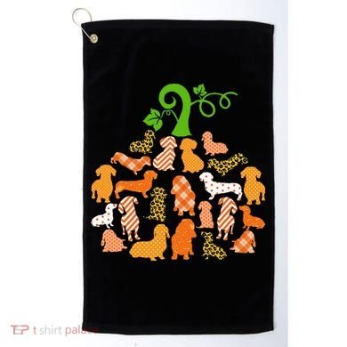 Dachshund Pumpkin Shape Plaid Leopard Dog Autumn Halloween Golf Towel