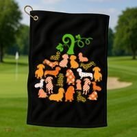 Dachshund Pumpkin Shape Plaid Leopard Dog Autumn Halloween Golf Towel thumb 1