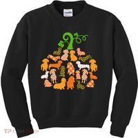 Dachshund Pumpkin Shape Plaid Leopard Dog Autumn Halloween Kids Sweatshirt thumb 0
